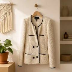 イサベルマラン (ISABEL MARANT) バージンウール ツイード ノーカラー ジャケット サイズ 0のサムネイル