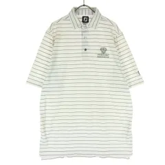 FootJoy フットジョイ ボーダー柄 ワンポイント刺_ ゴルフ 半袖 ポロシャツ L ホワイト メンズ 古着のサムネイル
