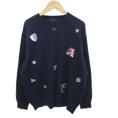 パパス Papas ニット セーター M 紺 ネイビー パッチワーク 長袖 D0421KSW003 /SM23 ■GY99のサムネイル
