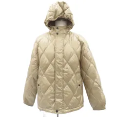 ユニクロ UNIQLO ダウンジャケット キルティングジャケット ミドル丈 XL ベージュ フード付き 無地 /SY47 ■GY99のサムネイル