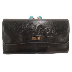 ANNA SUI 長財布 エンボスレザー 蝶チャーム ブラック ダリア - メルカリ