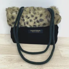 美品 SONIA RYKIEL NIGHT AND DAY トートバッグ/ハンドバッグ レオパード柄/ヒョウ柄 ファー切替 ブラック レディース[OQ03660]のサムネイル