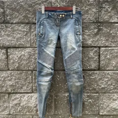 36 BALMAIN バルマン バイカー レディース デニム パンツのサムネイル