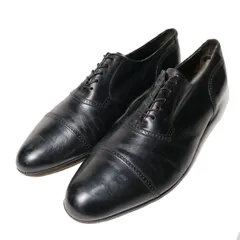 80's フローシャイム Florsheim ストレートチップ レザーシューズ 黒 10D (28cm) ブラック カンガルーレザー? ドレスシューズ 革靴 80年代 アメリカ古着 USED ビンテージ ヴィンテージのサムネイル