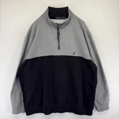 古着 ノーティカ NAUTICA スウェット ハーフジップ 大きいサイズ プルオーバー ワンポイント刺繍ロゴ 3XL  ブラック系 メンズのサムネイル