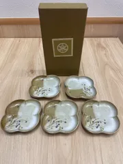 【未使用・美品】たち吉　小皿5枚セット　銀彩・金彩　花型皿　和食器のサムネイル