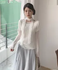 モノデイリー ロエル シースルー ウェーブ Tシャツ (白)のサムネイル