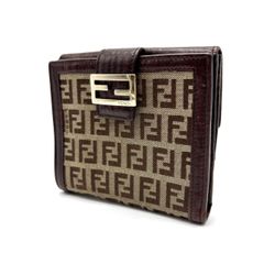 FENDI フェンディ 二つ折り財布 ズッカ FFロゴ ブラウン キャンバス