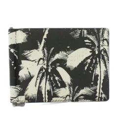 サンローラン パリ SAINT LAURENT PARIS マネークリップ付き二つ折り財布 レザー パームツリー柄 ヤシの木柄 黒 ブラック 白 ホワイト 378005 /YT ■OHのサムネイル