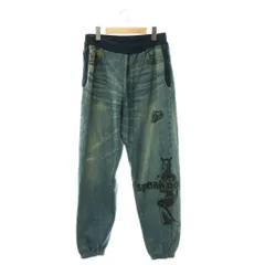 ヒステリックグラマー HYSTERIC GLAMOUR 24AW SPEAK NO EVIL スウェットパンツ デニム イージー ジョガー L インディゴブルー ブラック /DO ■OSのサムネイル