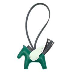 ☆エルメス バックチャーム ロデオ ペガサス PM G刻印 アニョーミロ ヴェールモワイヤン アルドワーズ ヴェールフィズ グリーン グレー HERMES