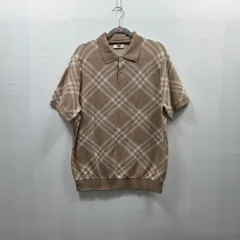 0205 DAKS メンズ ベージュ CHECK コットン ブレンド 半袖 ニット 100のサムネイル