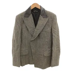 トリココムデギャルソン tricot COMME des GARCONS ヴィンテージ テーラードジャケット レザー切替 千鳥柄 白 ホワイト 黒 ブラック /JS ■GY61のサムネイル