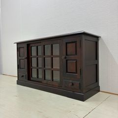 送料無料　北海道民芸家具/キャビネット/食器棚/本棚/カップボード 北海道民芸家具 樺材 サイドボード キャビネット 食器棚 本棚 収納