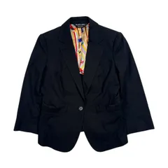 リネン混 BLACK LABEL Paul Smith ポールスミス ブラックレーベル 裏地花柄 背抜き 7分袖 ジャケット サイズ 40/ブラック系 レディースのサムネイル