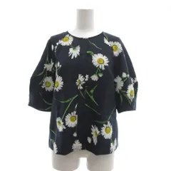 マーリエパーエフデ Maglie par ef-de 美品 ブラウス 11 紺 ネイビー 花柄 ラウンドネック 半袖 /NL ■ECF003のサムネイル