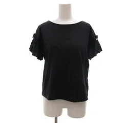マーリエパーエフデ Maglie par ef-de カットソー 9 黒 ブラック 半袖 袖フリル フェイクパール装飾 /NU ■ECF003のサムネイル