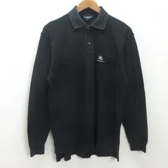 g■バーバリー/Burberry GOLF 長袖ポロシャツ/鹿の子地【M】黒/men's/62【中古】■のサムネイル