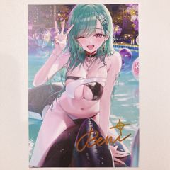 八雲べに 複製箔押しサイン入りポストカード 「バーチャルYouTuber ぶ