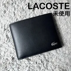 【未使用】LACOSTE ラコステ 二つ折り財布 本革 レザー ブラックのサムネイル