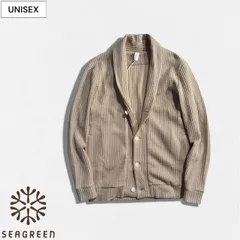【定価26,400円(税込)】Seagreen  シーグリーン 大人の甘さを上品に醸し出す人気シリーズ！懐かしくも新鮮な印象を纏うショールカラー ビックワッフル カーディガン  鬼ワッフル ビッグ ベージュ MSEA22S8184 メンズ レディース ユニセッのサムネイル
