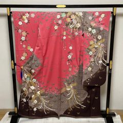 名古屋帯 紬 花模様の織出し 八寸 正絹 着物 X-4608 - メルカリ