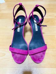 MANOLO BLAHNIK レースアップ サンダル パープル - メルカリ