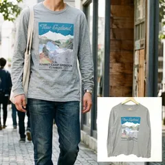アウトドアブランドの定番アイテム【TIMBERLAND】ティンバーランド アースキーパーズ 長袖Tシャツ ロンT ニューイングランド山脈 グラフィックプリント 綿100% グレー 灰色 メンズ サイズXL /M49315jQのサムネイル