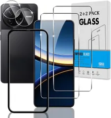 【2+2枚セット ガイド枠付き】 対応 Xiaomi Poco F7 Pro / F7 Ultra ガラスフィルム + カメラフィルム 【日本旭硝子 硬度9H】 対応 Poco F7 Pro / F7 Ultra フィルム 強化ガラス 液晶 シャオミ Pocoのサムネイル