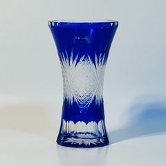 POLONIA ポロニア花瓶 ブルー切子 - メルカリ