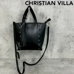 CHRISTIAN VILLA クリスチャンヴィラ スタッズバッグ 黒 ブラック レザー 2WAY トートバッグ ショルダーバッグ フリンジチャーム イタリア製 通勤 通学 仕事用 カジュアル 上品 斜め掛け 手提げ かばん 鞄 レディース ★ ■■のサムネイル