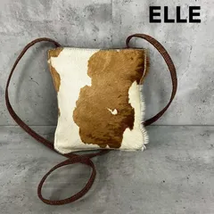ELLE PLANETE エルプラネット ハラコ ショルダーバッグ ミニバッグ ポシェット カウ柄 牛柄 アニマル柄 ブラウン 茶 ファー サコッシュ 斜め掛け クロスボディ 背面ポケット コンパクト 軽量 カジュアル アクセント 鞄 レディース ★ ■■のサムネイル