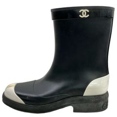 CHANEL シャネル ショート ロング レインブーツ ココマーク バイカラー