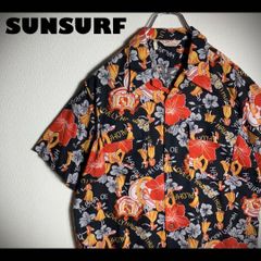 SUNSURF アロハシャツ 半袖 開襟 トビウオ 魚 波 茶色 M - メルカリ