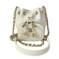 CHANEL(シャネル) ショルダーバッグ - AP2913 白 ミニバッグ/巾着型/ゴールド金具/チェーンショルダーのサムネイル