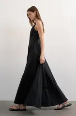 トップショップ レディース トップス ワンピース コットン マキシ Topshop Drop Hem Cotton Maxi Sundress Black ブラックのサムネイル