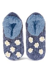 メモイ レディース アンダーウェア 靴下 MeMoi Dasies Chenille Slipper Socks Denim デニム