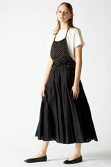 Drawerドゥロワー コットンタックサロペットスカート 黒36キャミ