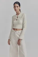 レディース 華奢 クロップドTシャツ Lのサムネイル