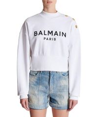 バルマン レディース アウター パーカー・スウェット プリント シャツ Printed Balmain Parisweatshirt White ホワイト