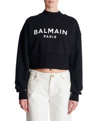 バルマン レディース アウター パーカー・スウェット プリント シャツ Printed Balmain Parisweatshirt Black ブラック