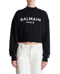 バルマン レディース アウター パーカー・スウェット プリント シャツ Printed Balmain Parisweatshirt Black ブラックのサムネイル