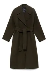 マンゴ レディース アウター ジャケット・ブルゾン ウール コート MANGO Belted Wool Blend Coat Khaki Green グリーンのサムネイル