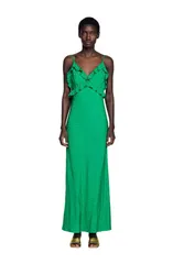 サンドロ レディース トップス ワンピース マキシ SANDRO Maxi dress with straps Green グリーンのサムネイル