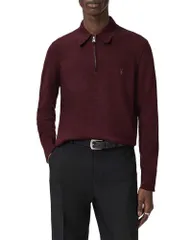 オールセインツ メンズ アウター ニット・セーター ハーフジップ ポロシャツ ALLSAINTS Albany Quarter Zipolo Sweater Bronzed Red レッドのサムネイル