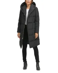 コールハーン レディース アウター コート ダウン Cole Haan Taffeta Down Zip Front Coat Black ブラックのサムネイル