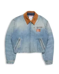 アクネ ストゥディオズ レディース アウター ジャケット・ブルゾン デニム レザー Acne Studios Leather Collar Denim Bomber Jacket Mid Blue ブのサムネイル