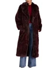 アリスアンドオリビア レディース アウター コート Alice and Olivia Marvin Faux Fur Coat BlackMerlot ブラックのサムネイル