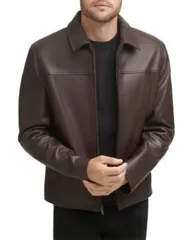 コールハーン メンズ アウター ジャケット・ブルゾン レザー Cole Haan Zip Front Leather Jacket Black ブラックのサムネイル