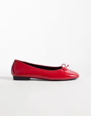 エイソス レディース シューズ パンプス ASOS DESIGN Lion bow ballet flats RED レッドのサムネイル